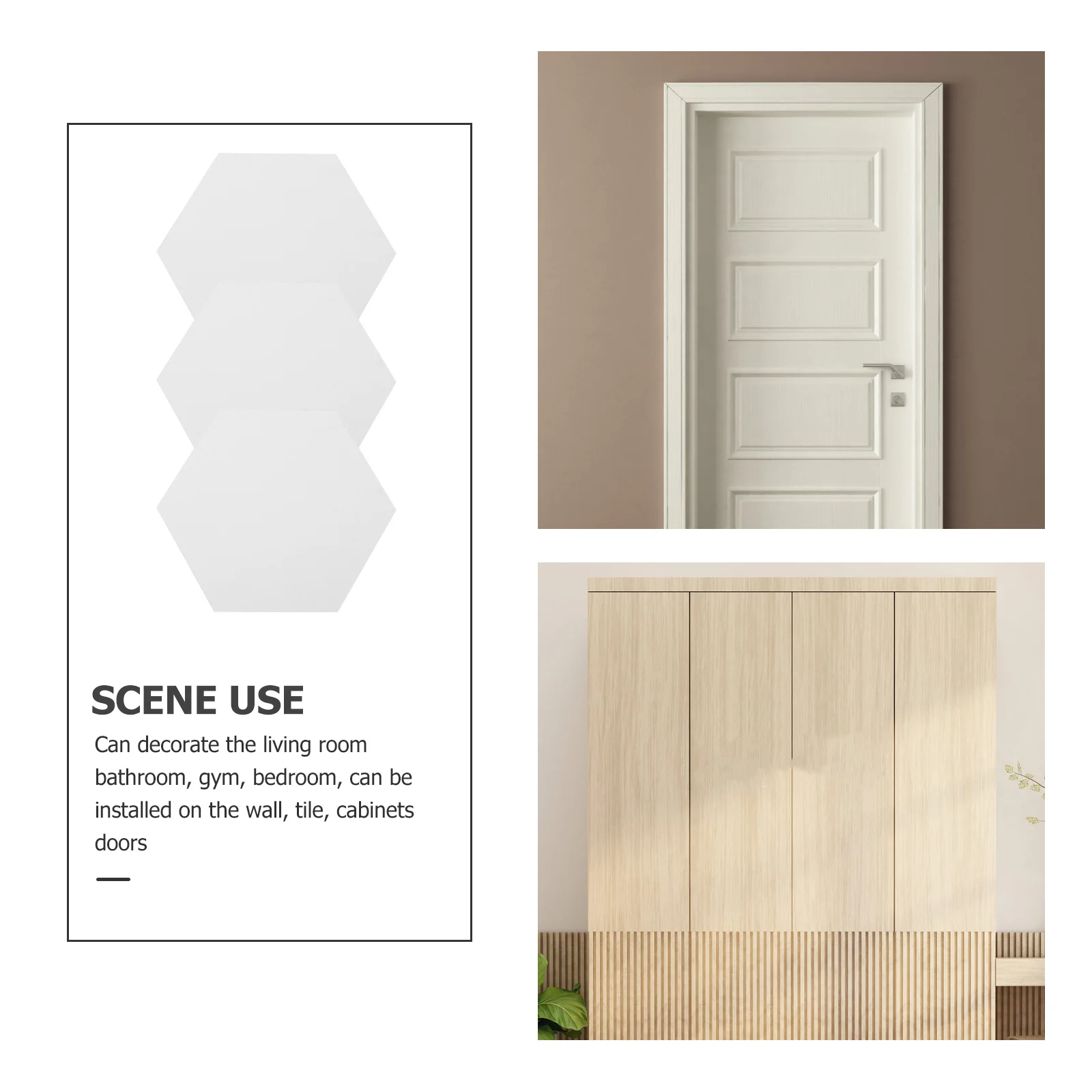 

12Pcs Hexagon Mirror Wall Stickers Acrylic Decals for Living Room Bedroom Sunlight Reflect Mirror Wall Decor for Living Room