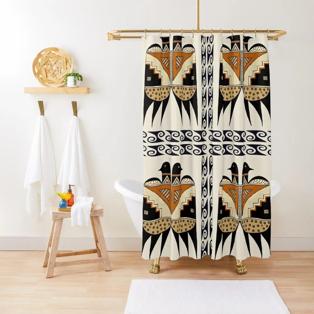 

Mimbres Indian Twin Birds Shower Curtain Cute Shower Bathroom For Shower Modern Showers For Bathroom Bathroom Fabric Curtain