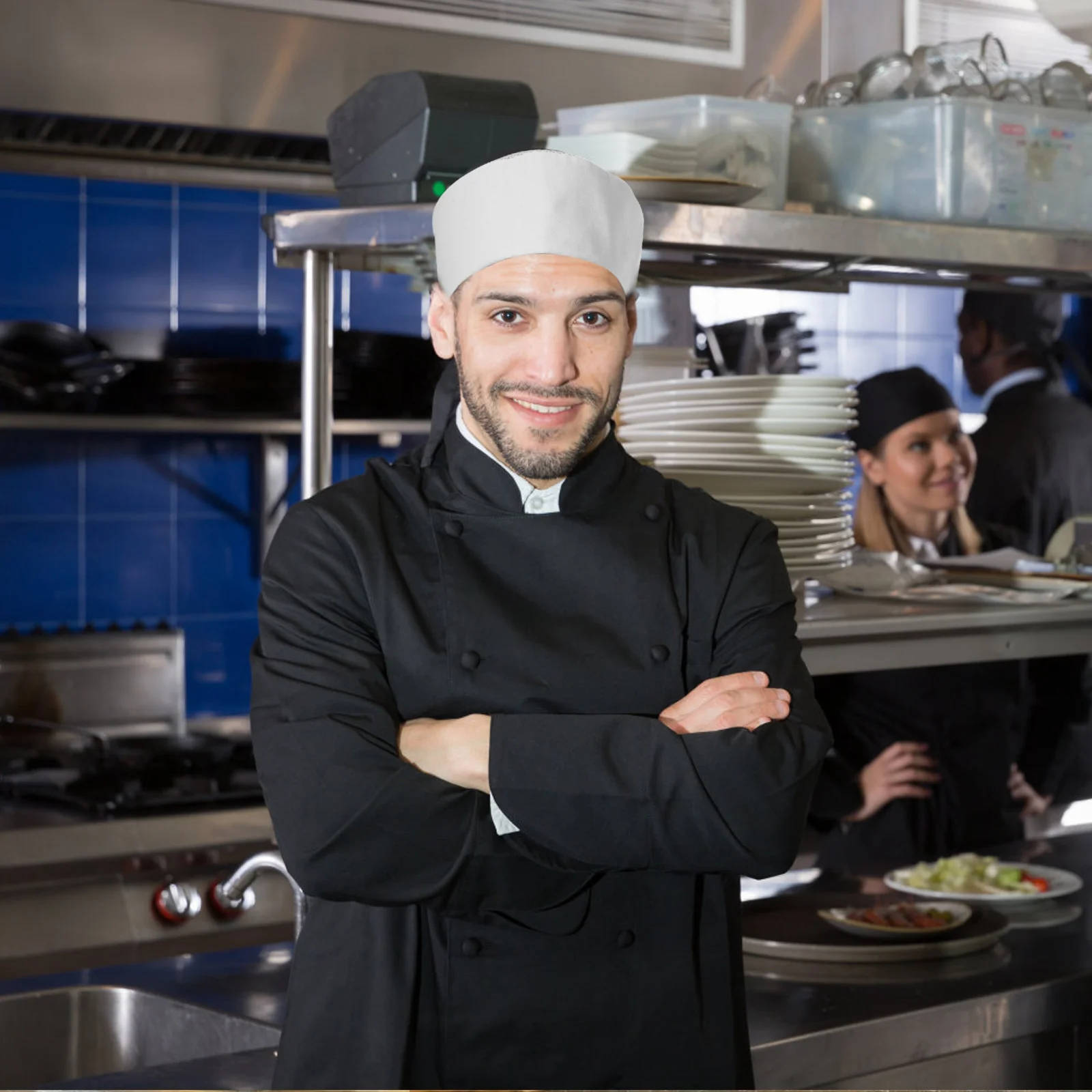 Cappellini da cuoco per ristoranti Cappelli da cuoco Cappelli da cameriere per cucina in cotone bianco per uomo e donna