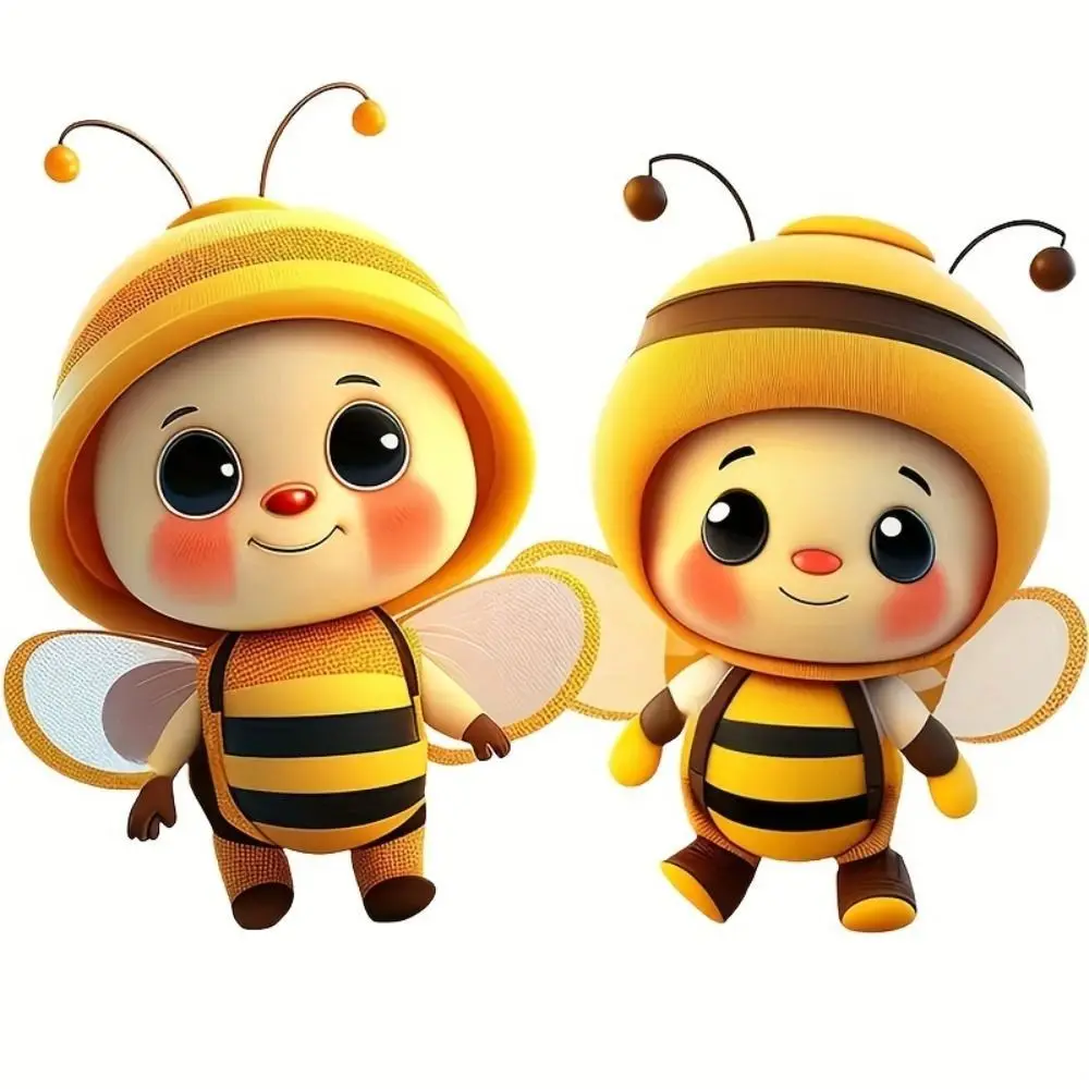 

2D Cute Bee Car Hanging Decoration Acrylic&Plexiglass Exquisite Mini Desktop Ornaments with Golden Rope Ornament