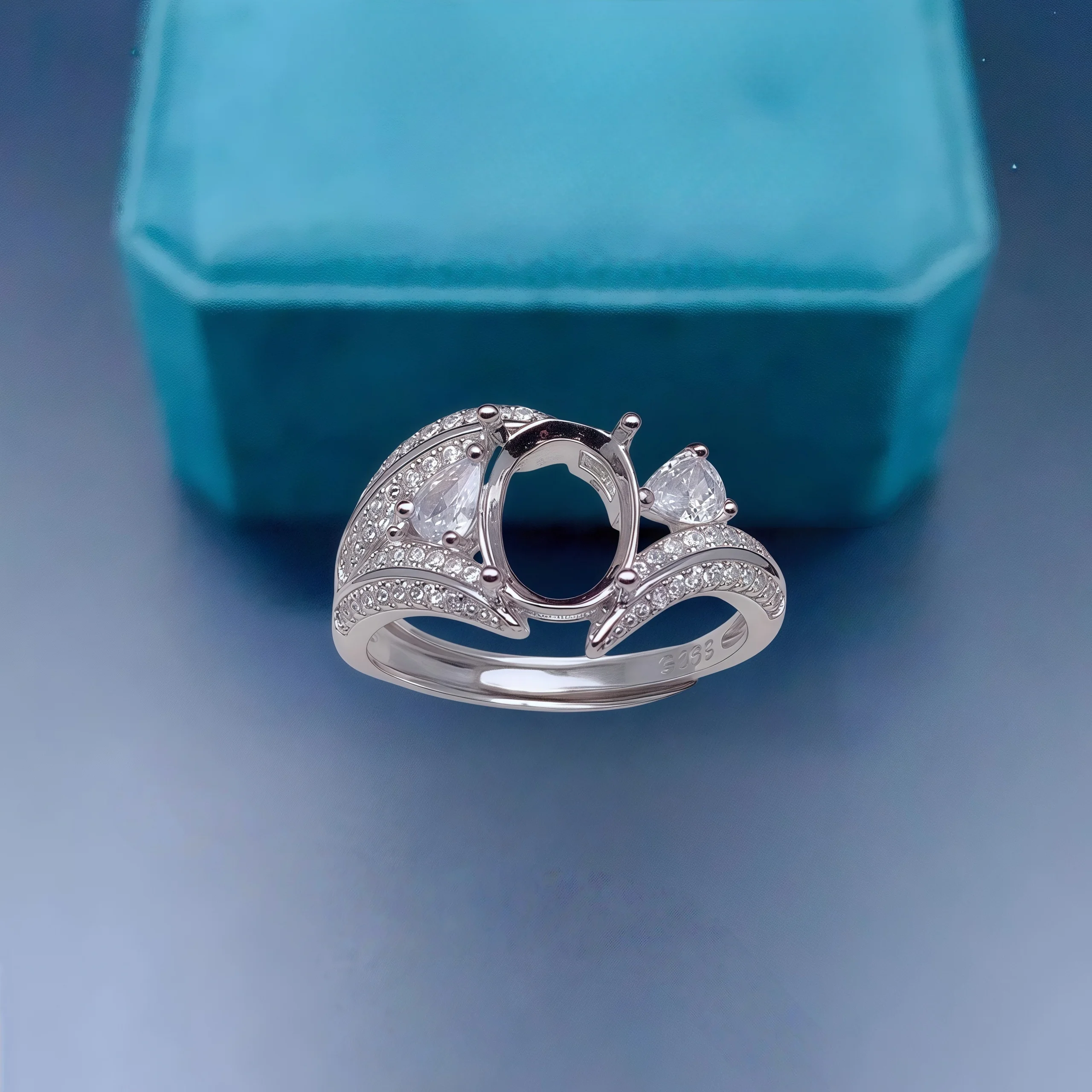 

Y S925 Sterling Silver Setting 7*9mm Elliptic Stone Fashion Ring Holder DIY Empty Support for Women Fine Charm Luxury Jewelry