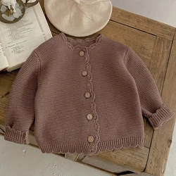 Spring New Baby Garments Knitted Sweaters Baby Boys Girls Cardigan Unisex Baby Coat Retro Long Sleeve Jacket