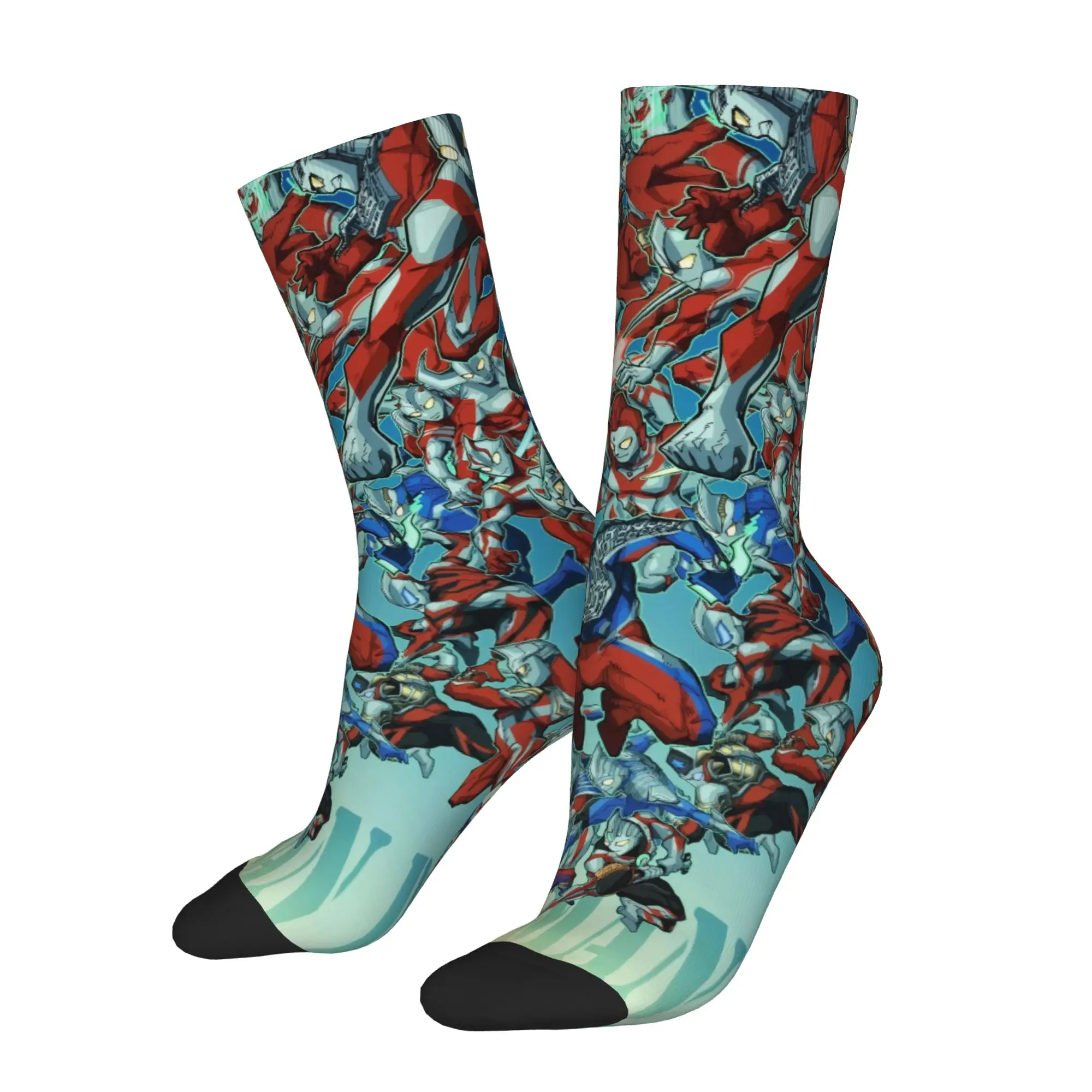 Funny Sock BANDAI Ultraman 28 Vintage Seamless Pattern Printed Men Socks Novelty Men's Socks