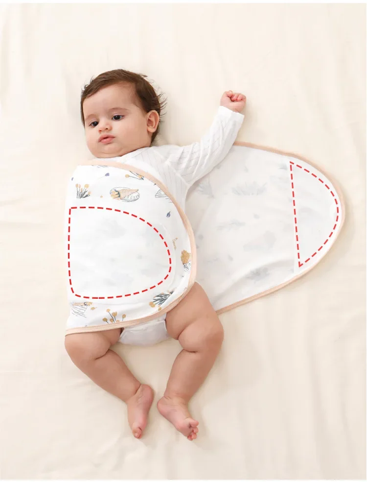 0-6 Month Cotton Baby Swaddle Wrap Anti Startle Swaddling Blanket Muslin Baby Sleeping Blanket Wrap for New Born Thin Summer
