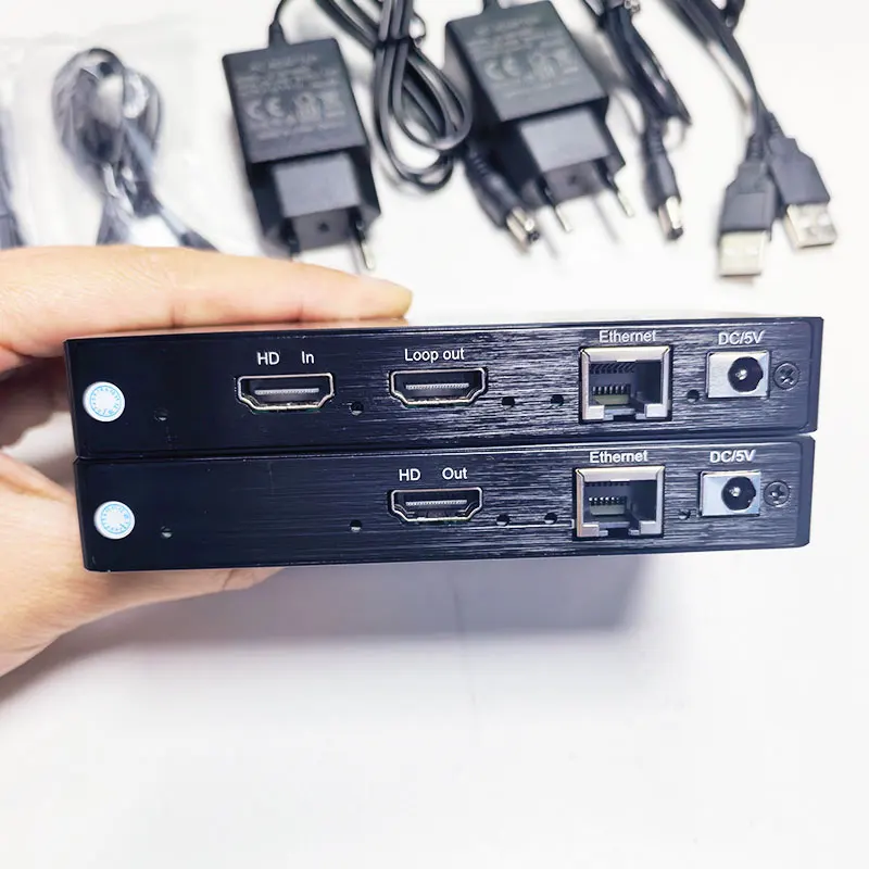 IP-удлинитель 4K 200 м через кабель RJ45 Cat6, сетевой KVM, HDMI-совместимый матричный переключатель, разветвитель, поддержка нескольких передатчиков, прием