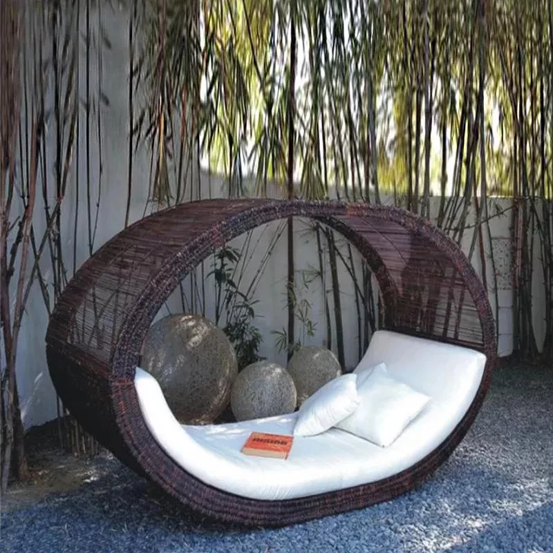 

Pool Garden Line Outdoor Rattan Wicker Nest Sun Lounge Beds Rattan Sun Furniture Daybed Lounger