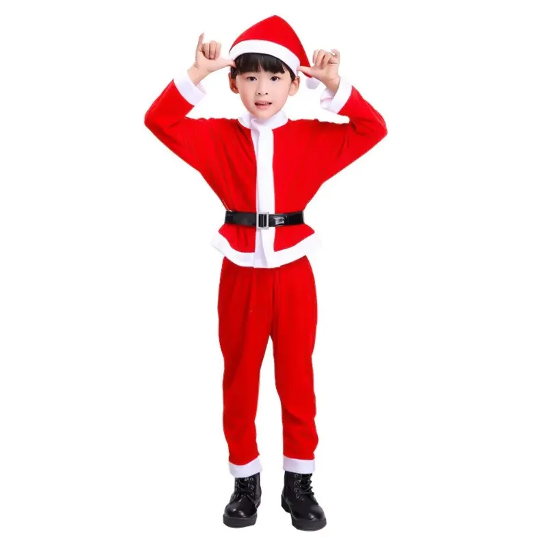 2025 Children\'s Christmas Costumes, Cosplay Costume Set for Santa Claus Boys and Girls, Classic Red Fashion Costumes, Baby and T