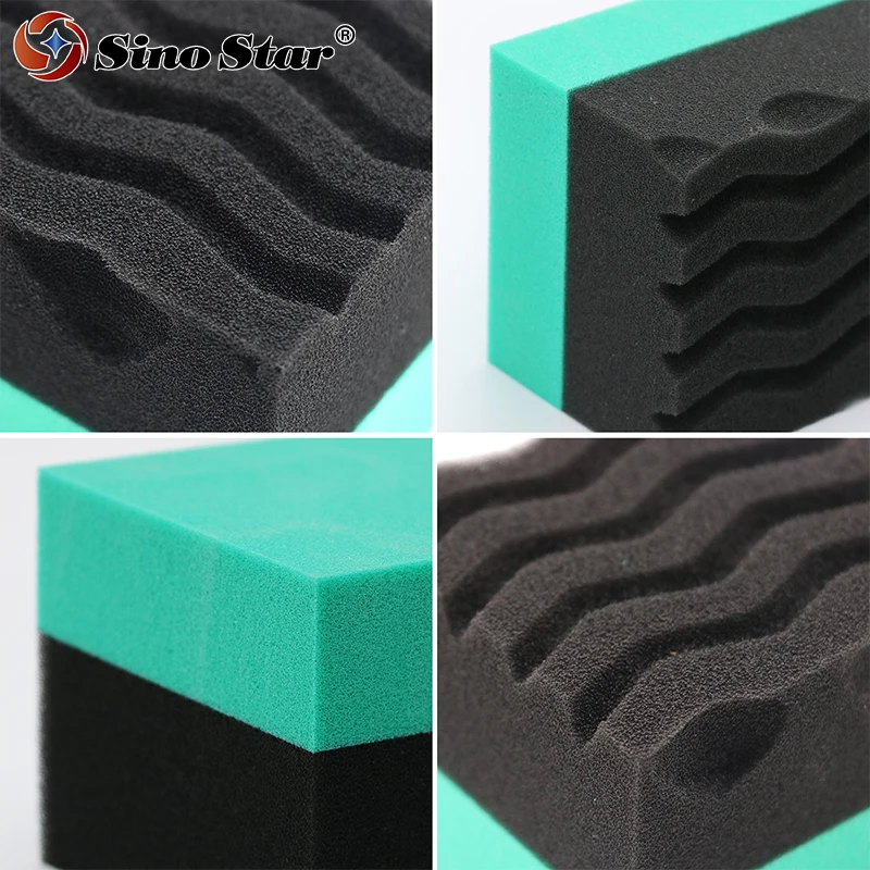 Car Detailing Sponge Green Wave Durafoam Contoured Large Tire Dressing Applicator Pad For Tire Waxing And Crystal Coating