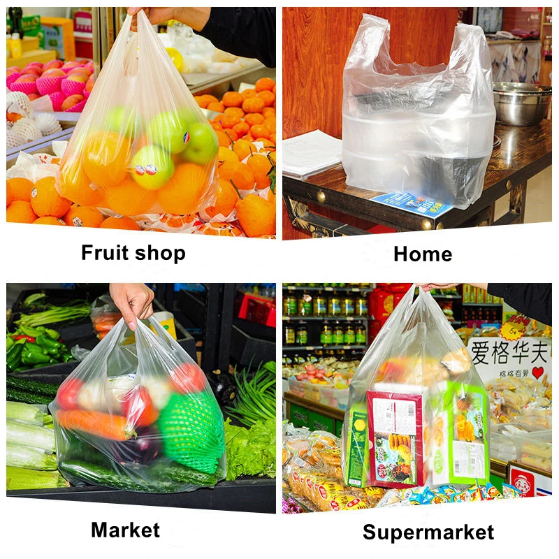 StoBag 500Gram/Lot Transparent White Plastic Vest Bag Handle Household Disposable Thick Food Rubbish Packaging Portable Takeaway