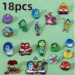 Set Disney Inside Out 2 Creatieve Metalen Reversspeld Anime Figuur Joy Droefheid Woede Schattige Legering Badges Voor Kledingtassen Accessoires