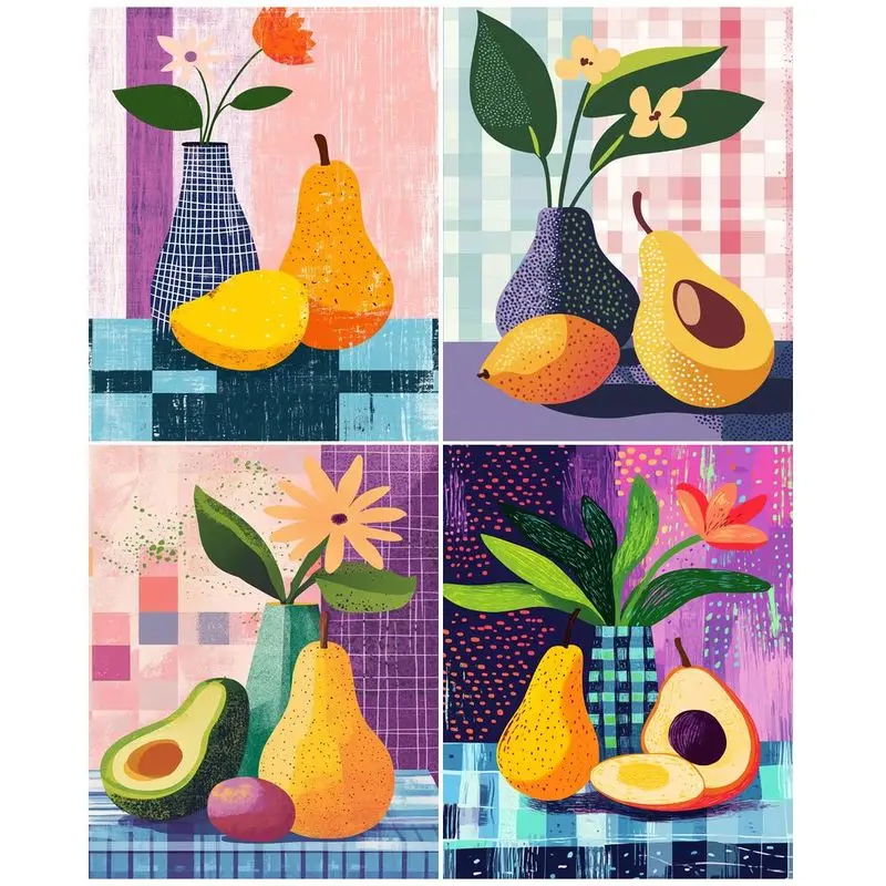 

CHENISTORY Picture By Number Pear Kits Home Decoration Painting By Numbers Fruit Drawing On Canvas HandPainted DIY Gift
