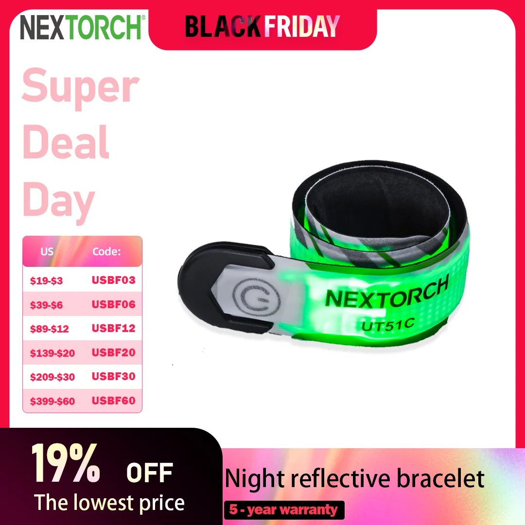 NEXTORCH UT51C Rechargeable multi-color sports bracelet light LED illuminated bracelet Night outdoor sports Traffic instructions