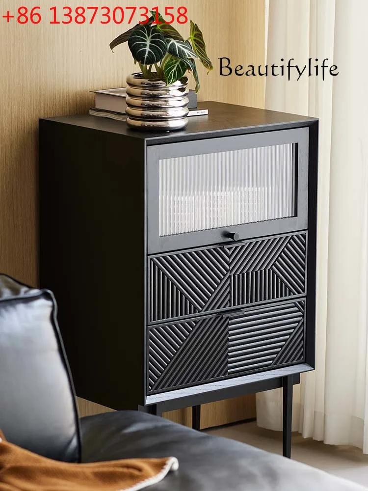 

Simple Nordic Chest of Drawers Home Living Room Designer Wall Storage Light Luxury Solid Wood Locker