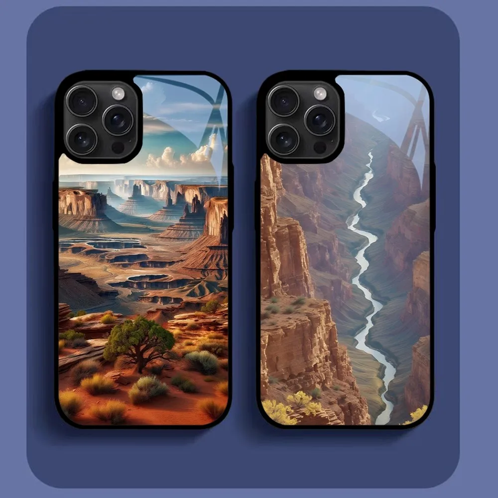 Grand Canyon Phone Case For iPhone16 15 14 13 12 11 Pro Xs Max Mini XR X 7 8 Plus luxury Mirror Hard Funda