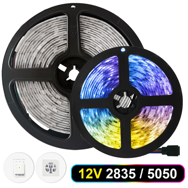 

2835 5050 GRB led strip lights SMD Led Tape 12v 60Led/M Waterproof Flexible Decoration Ribbon Led Lights Led Stripe RGB