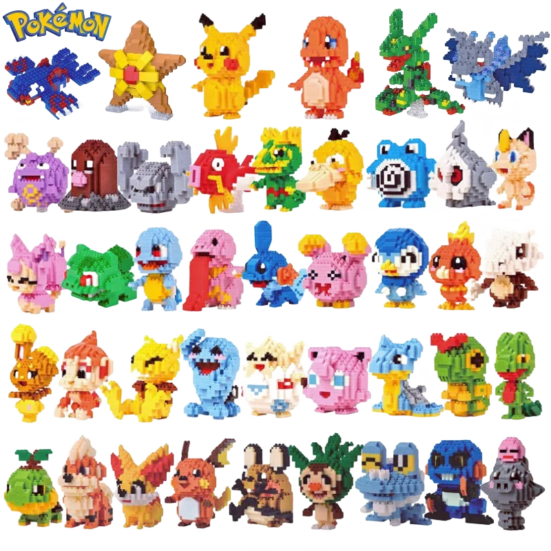 New 75 style Pokemon Blocks Small Building Blocks Cartoon Picachu Animal Mini Model Education Game Graphics Pokemon Toys