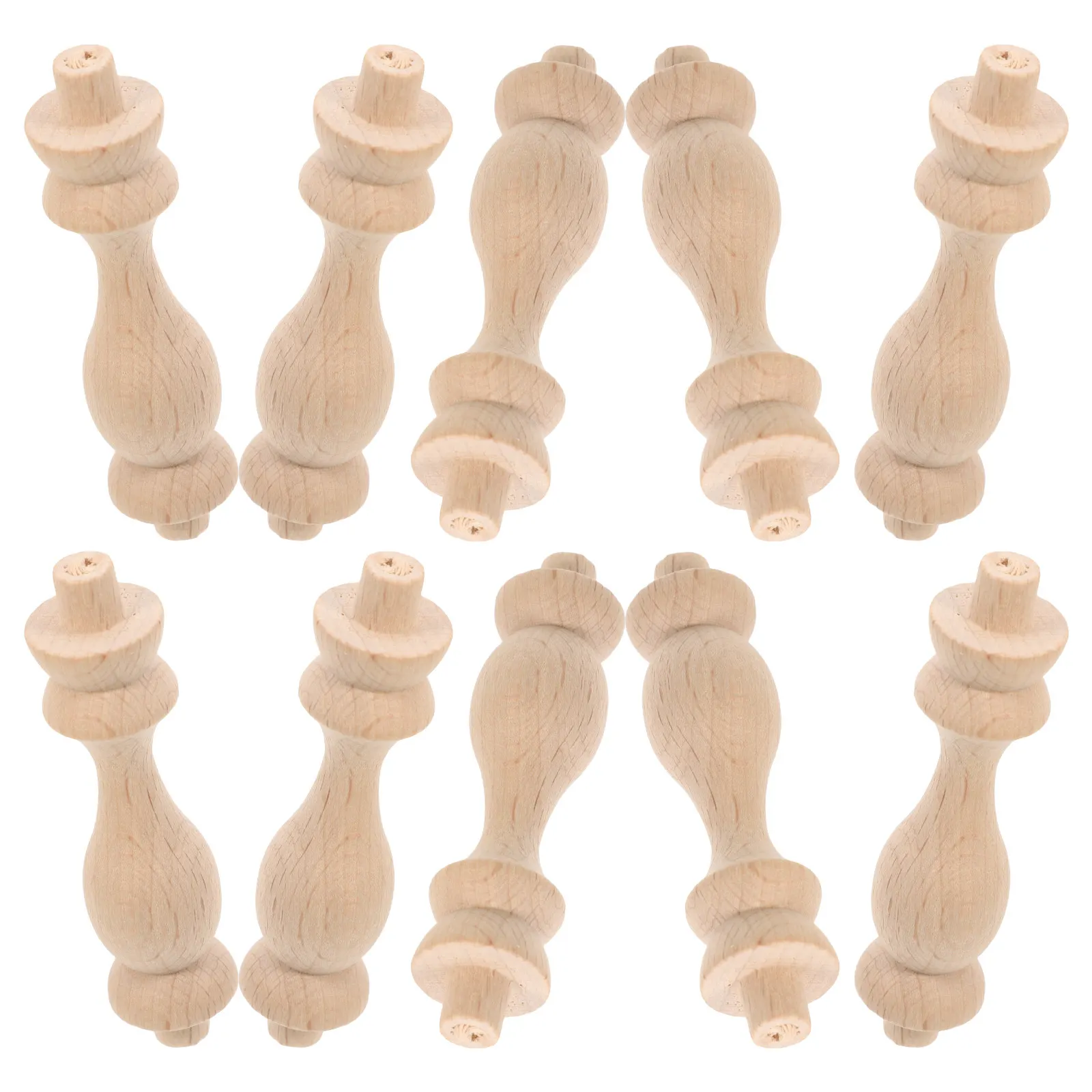 10Pcs Solid Wood Roman Pillars Small Decorative Balusters for Courtyard Garden Park Railing Staircase DIY Craft Wooden Post
