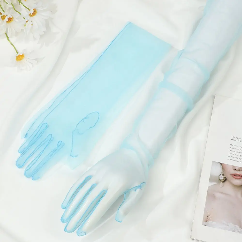 

1 пара новых модных аксессуаров для одежды, вечерний декор для выпускного вечера, свадебные перчатки, свадебное платье, варежки, тюлевые перчатки, праздничное платье