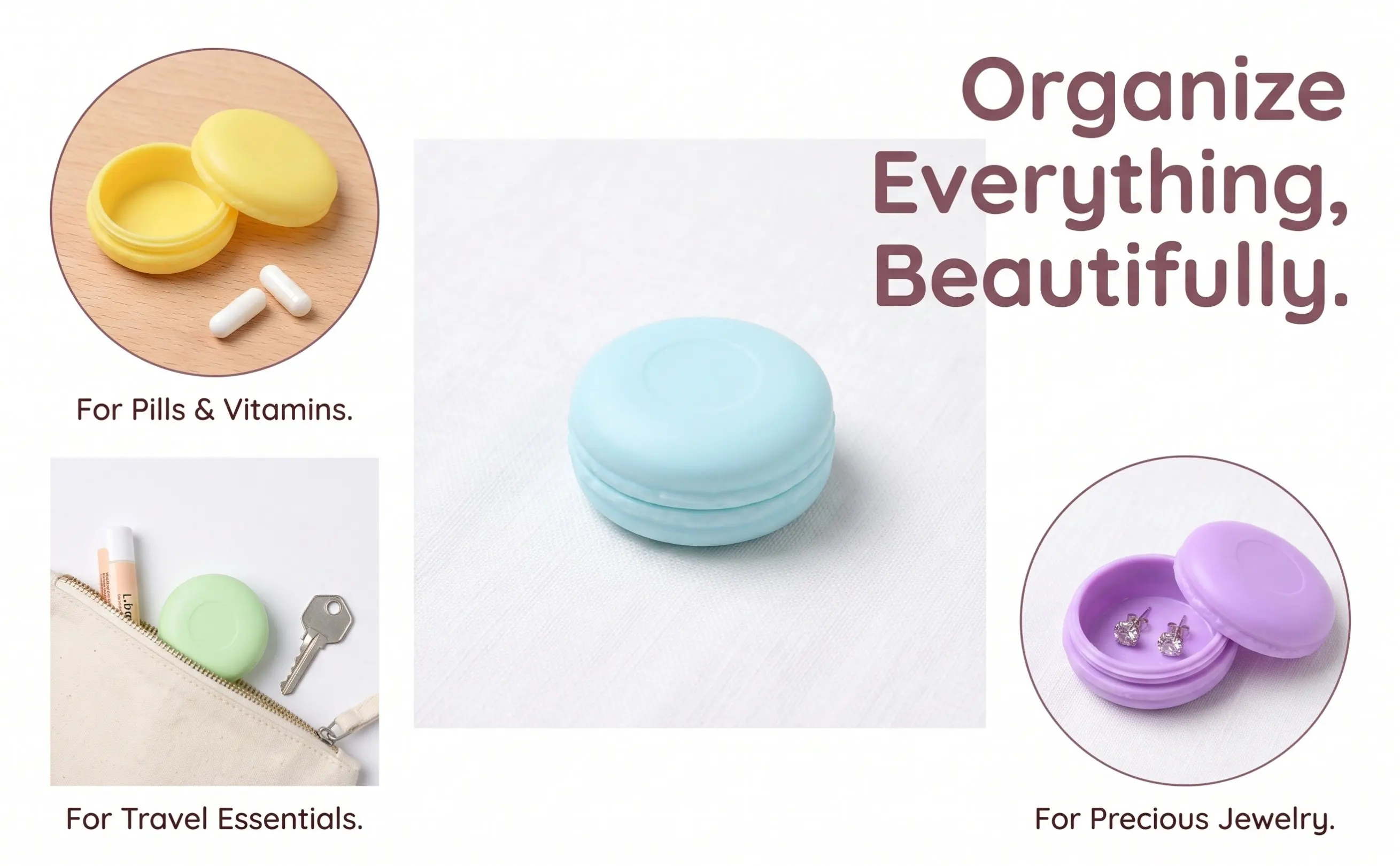 12Pcs Macaron Face Cream Container Mini Storage Box Travel Pill Case Jewelry Box 1 Ounce Glass Jars with Lids Macaron Storage