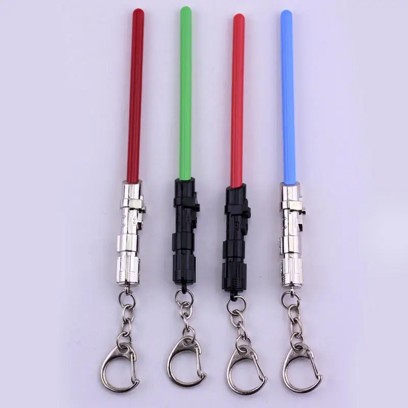 Movie Jewelry Lightsaber Keychain Cosplay Toys War Metal Keychain Light Saber Key Ring Kids Gift