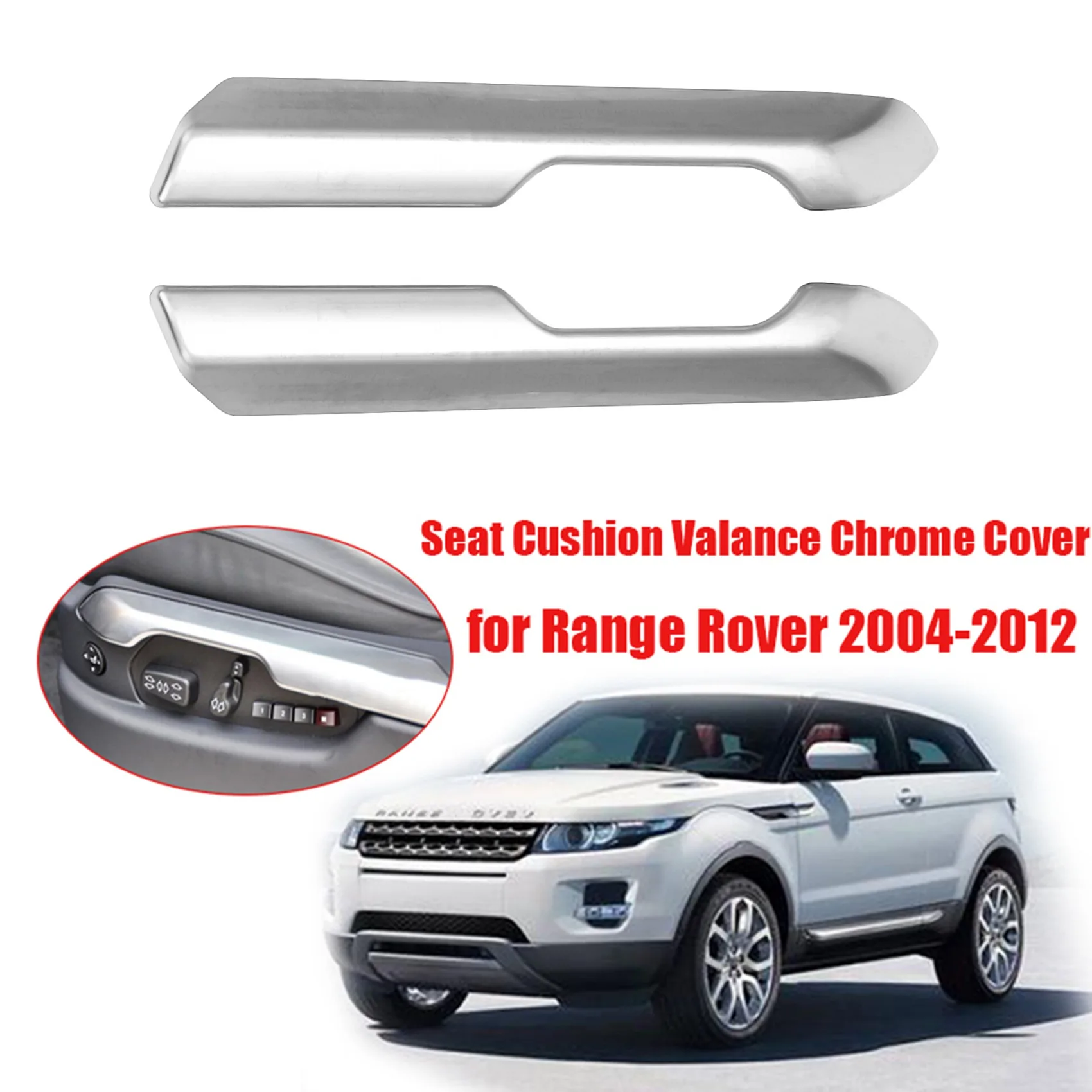 2Pcs/Set Car ABS Chrome Front Seat Cushion Valance Cover Trim for Land Rover Range Rover 2004-2012 Interior