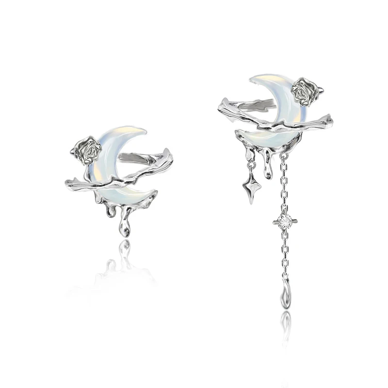 MASW Original Design Glass Moon Earrings Trendy Jewelry Cool High Quality Brass Asymmetrical Earrings For Women Gift 2023