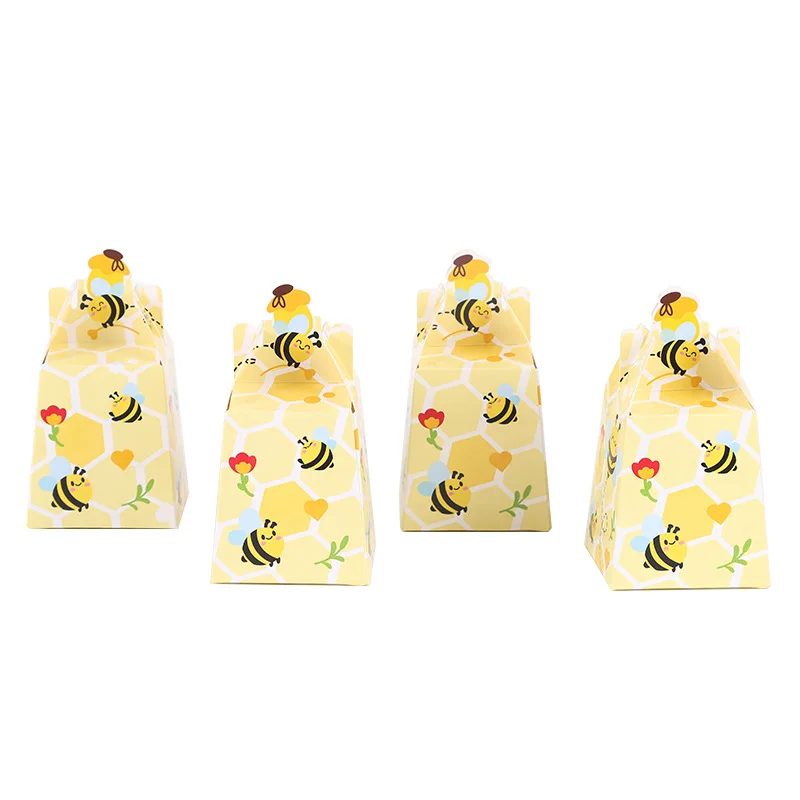 10/20 stücke Bee Papier Candy Boxen Geschenke Box Mit Bändern Für Kind Biene Geburtstag Geschenk Verpackung Box Baby Dusche hochzeit Party Liefert – Detail 15