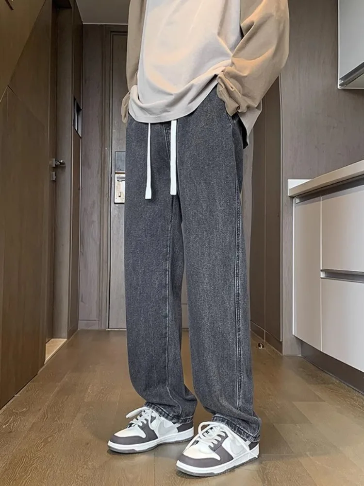 

Мужские джинсы в американском ретро-стиле, лето 2024, новые модные повседневные брюки в стиле High Street, универсальные прямые брюки от трендового бренда