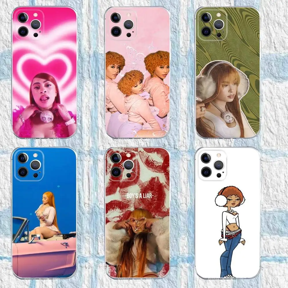 

Rapper Ice Spice Phone Case For iPhone 16,15,14,13,12,11 Pro,Max,Plus,X,XS,XR,SE,Mini Transparent Silicone Soft
