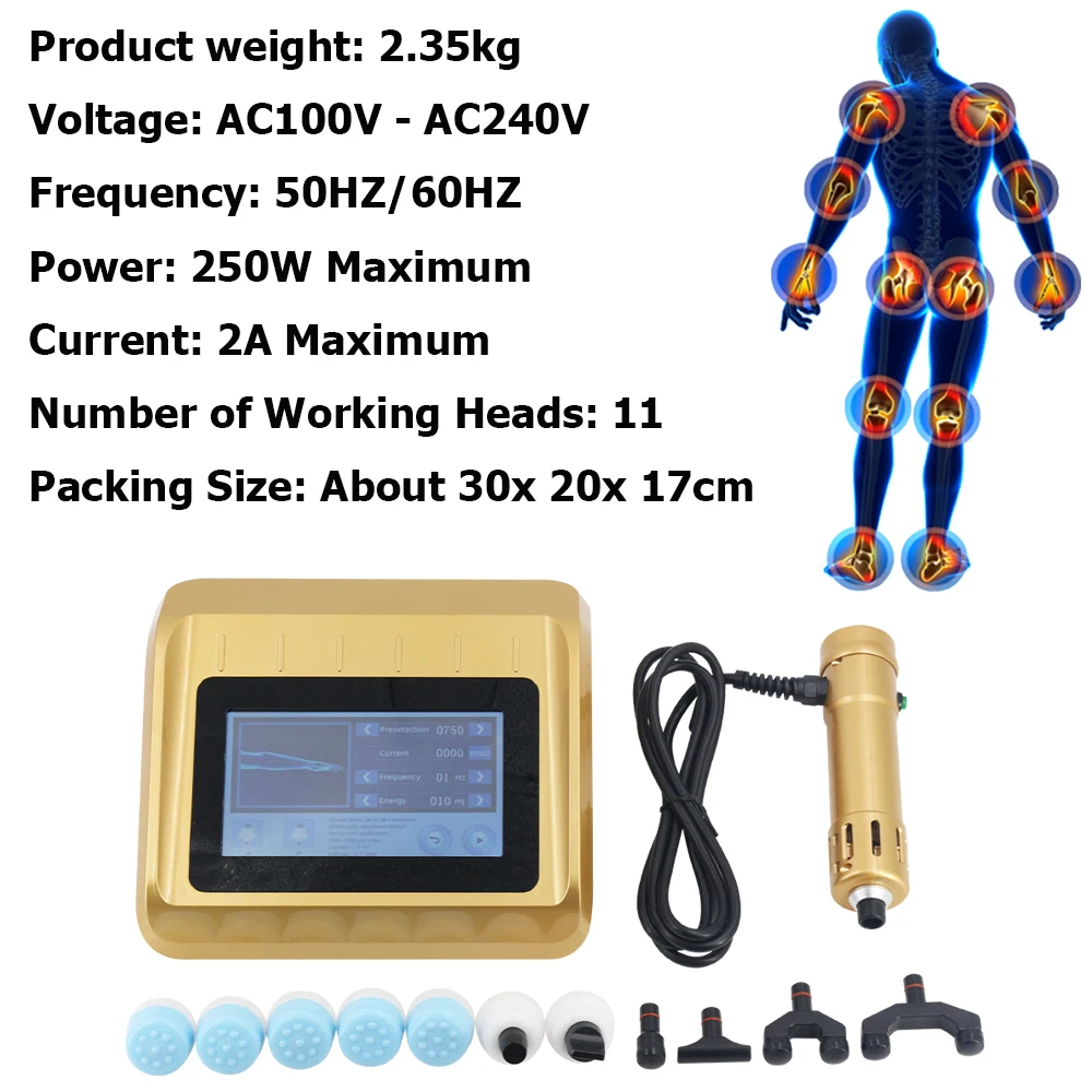250MJ Shockwave เครื่องบําบัด ED Treatment เทนนิสข้อศอกปวดบรรเทากายภาพบําบัด 2 ใน 1 Shock Wave Chiropractic นวดใหม่