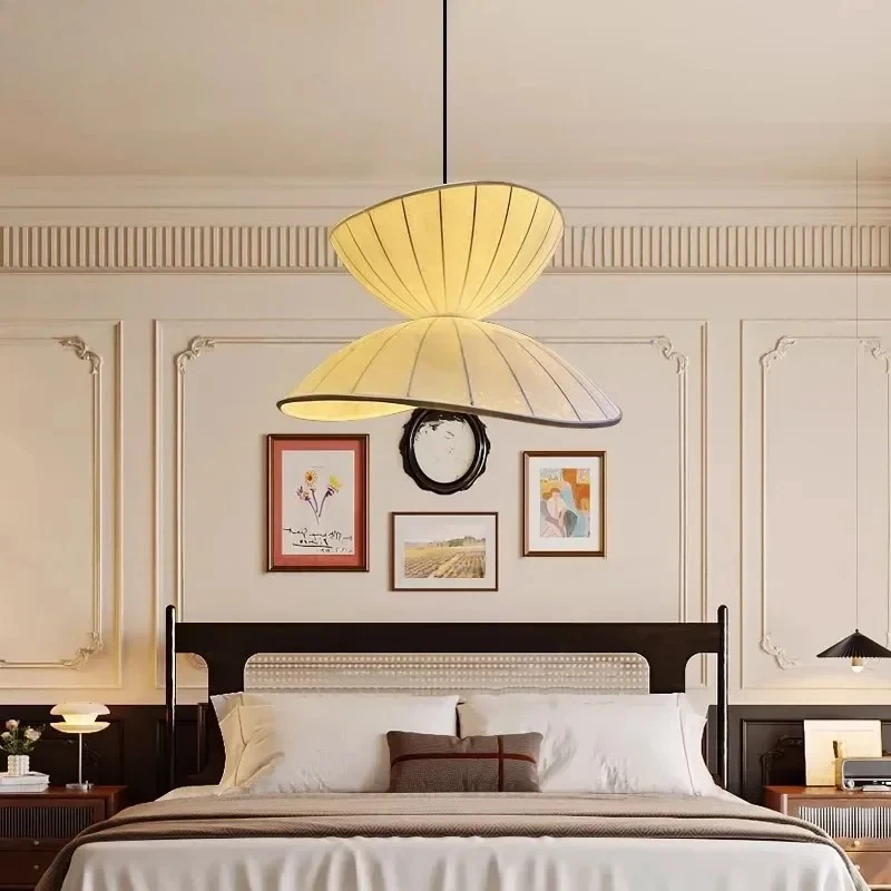 

Nordic Rotundity White Silk Ceiling Pendant Lights Minimalist LED Hanging Lamp Living Room Bedroom Restaurant Kitchen Chandelier