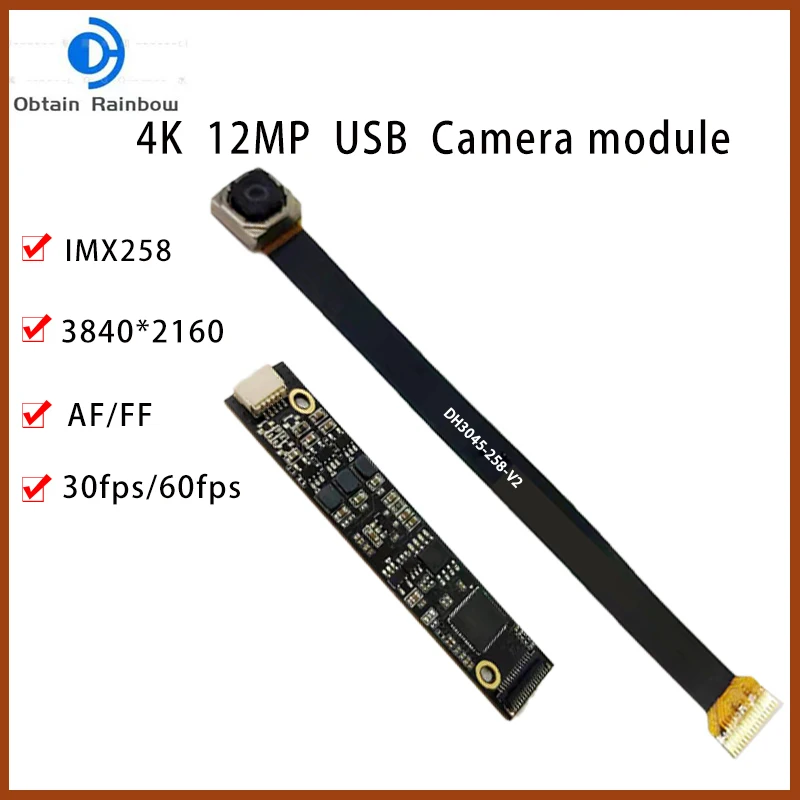 IMX258 Sensor 12MP  AF/FF  With Digital 4K USB Camera Module For Android/Windows/Linux MAC/A4 File Scan