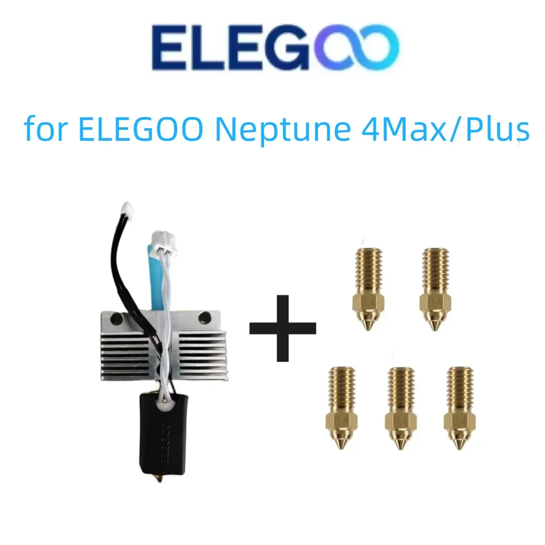 ELEGOO-Conjunto de boquillas Neptune 4 Max/Plus Hotend y 5 piezas, extrusora de accionamiento directo de doble engranaje completamente ensamblada,