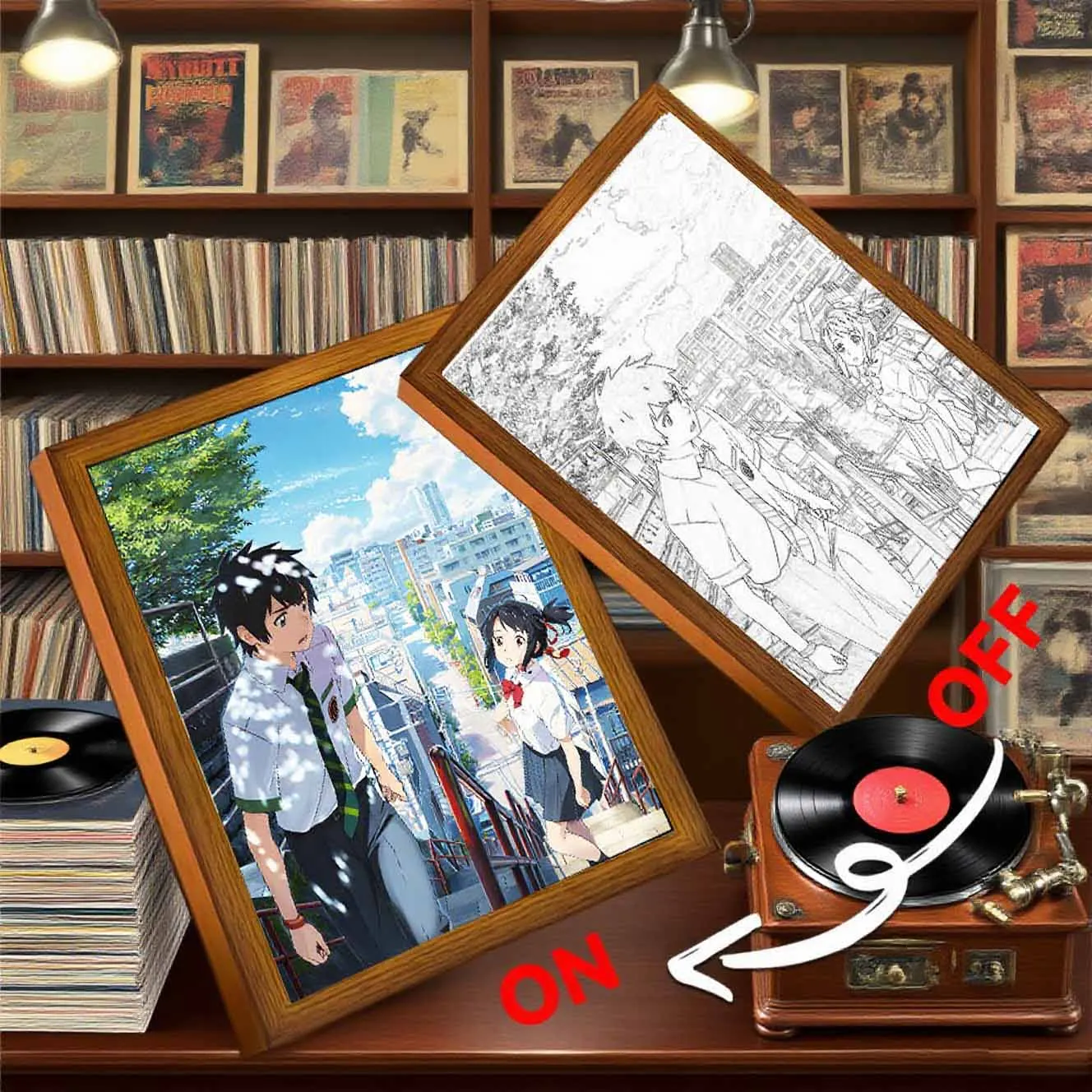 애니메이션 그림 프레임 Led 야간 조명 Usb 플러그 참신 책상 램프 어린이 홈 장식 생일 휴일 선물