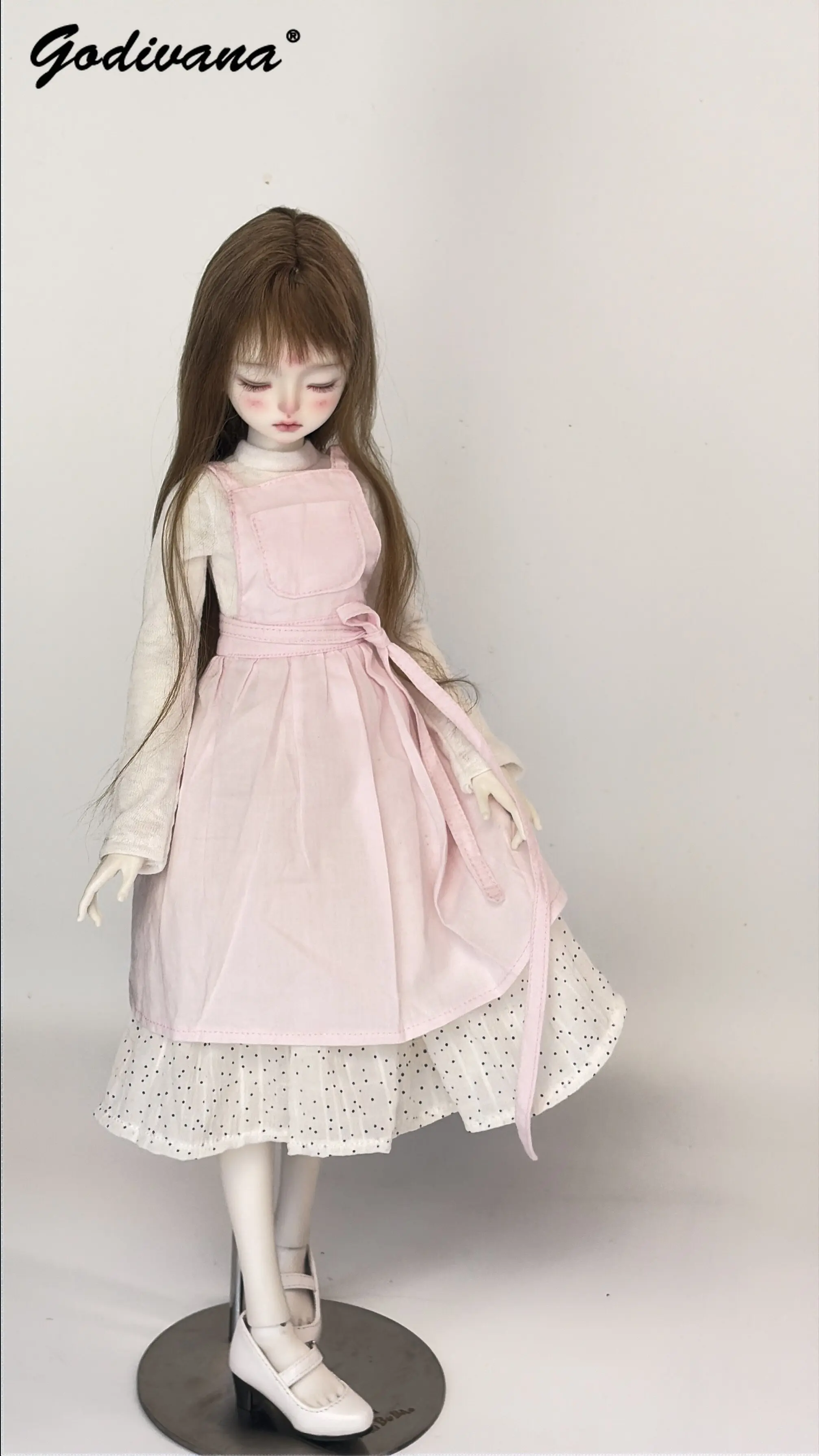 1-4-bjd-doll-clothes-set-sweet-white-polka-dot-tiered-ruffle-midi-skirt-and-long-sleeve-top-with-vintage-cute-pink-apron-set