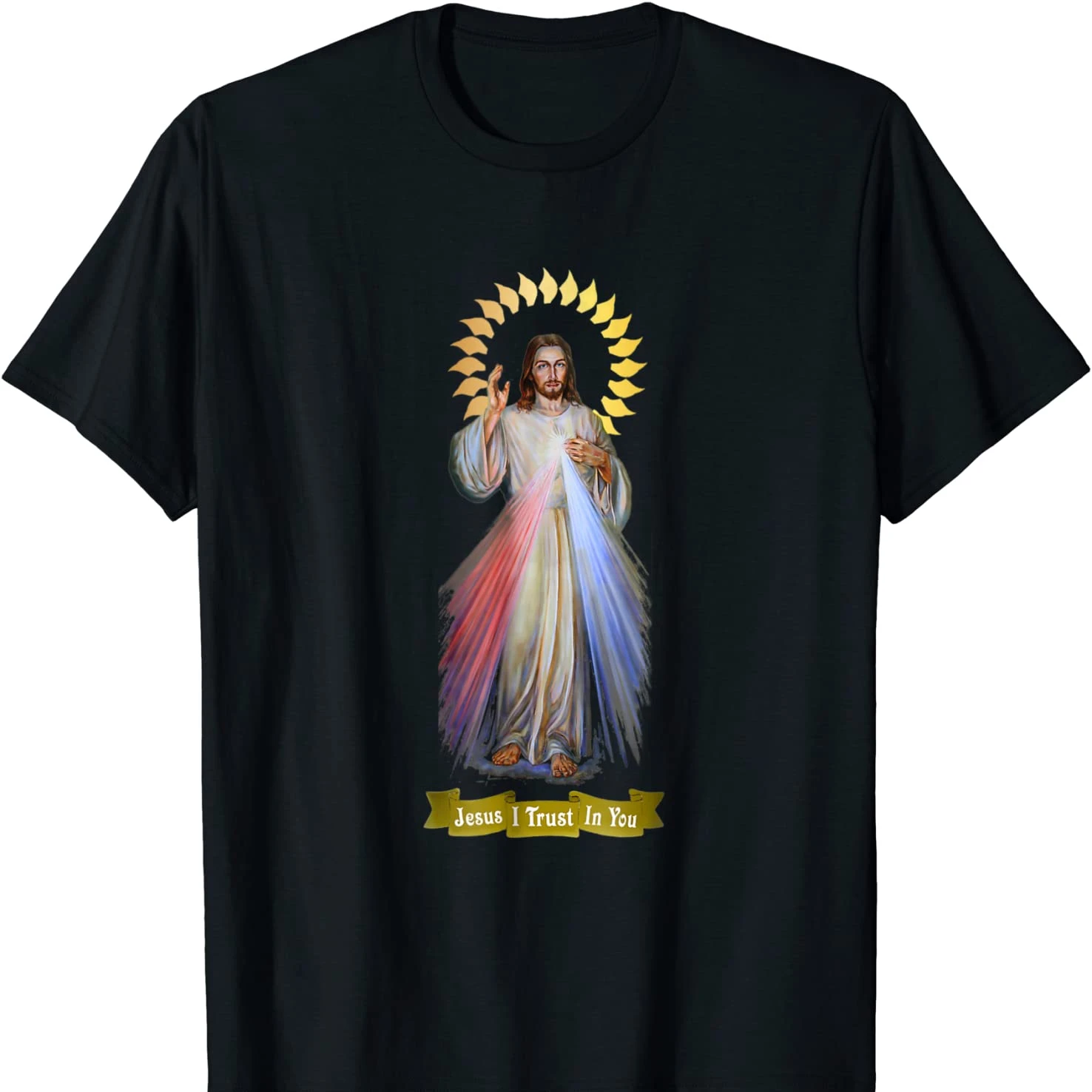 Jesus Divine Mercy Saint Faustina Catholic Prayer T Shirt New 100% Cotton Short Sleeve O-Neck T-shirt Casual Mens Top