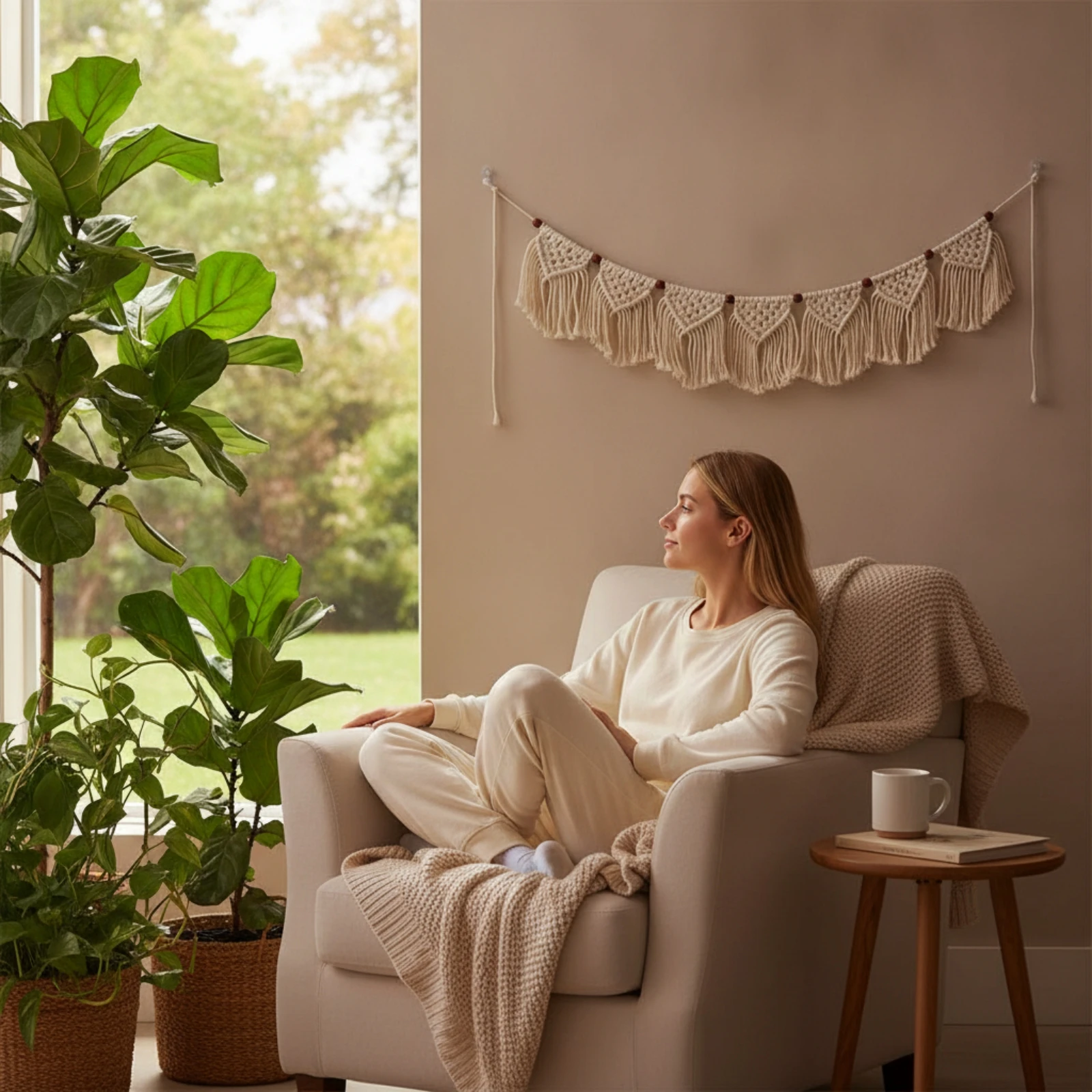 معلقة جدارية من الماكراميه مع - مراجعة Macrame Wall Hanging وسعره