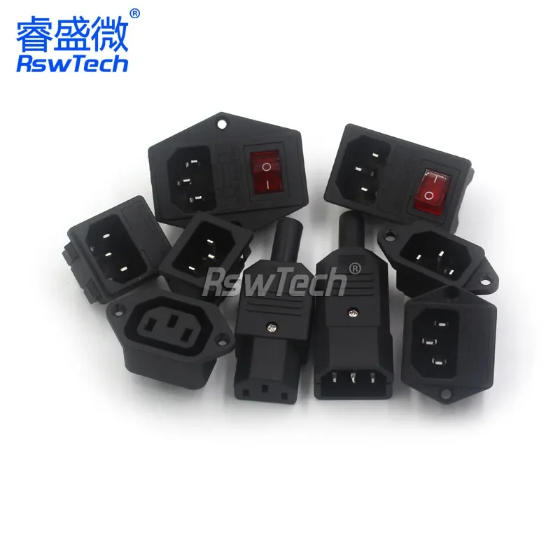 1PCS AC Three-core Plug Three-hole Socket Male/Female Header Charge-line Power-wire Pure Copper