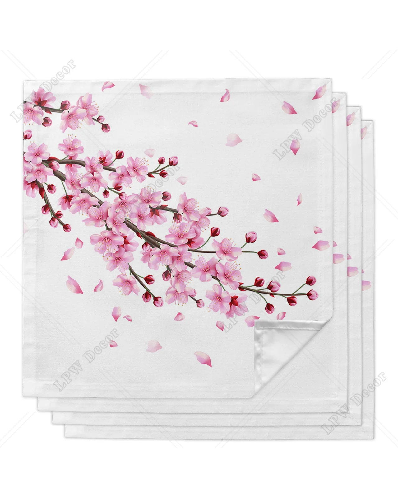 Spring Cherry Blossom Branch Pink Flower White Placemat Wedding Party Dining Decor Table Mat Kitchen Accessories Table Napkin