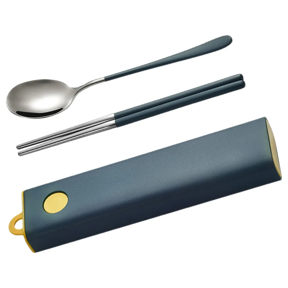 

1 set 1 Set Stainless Steel Spoon Chopsticks Tableware Kit Reusable Portable Flatware Set For Outdoor Camping Picnic Kitchen
