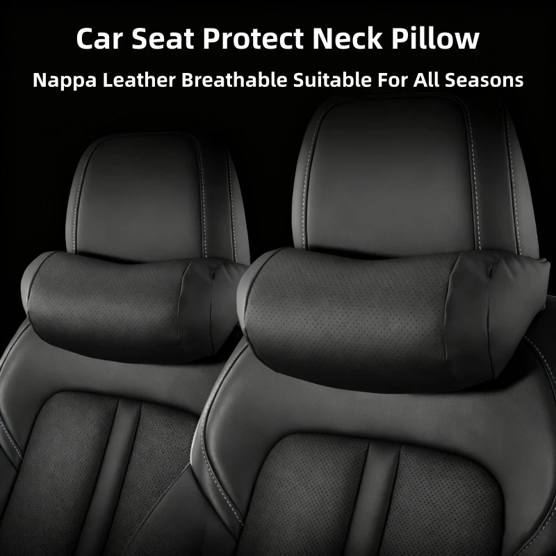 

Luxury Car Seat Headrest Napa Leather Universal Seat Breathable Protect Neck Pillow Soft Fluffy For All Seasons Car accessories