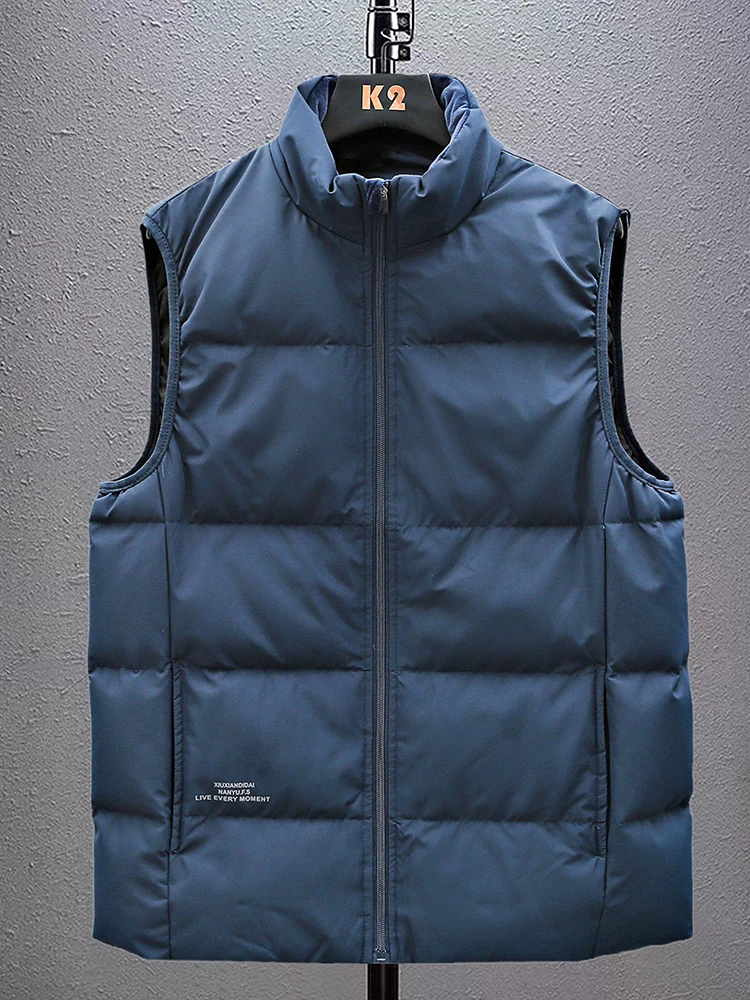 Big Size 8xl White Duck Down Padded Warm Vest Men Sleeveless Jacket Solid Color Red Blue Casual 7xl 6xl Puffer Gilet Waistcoat