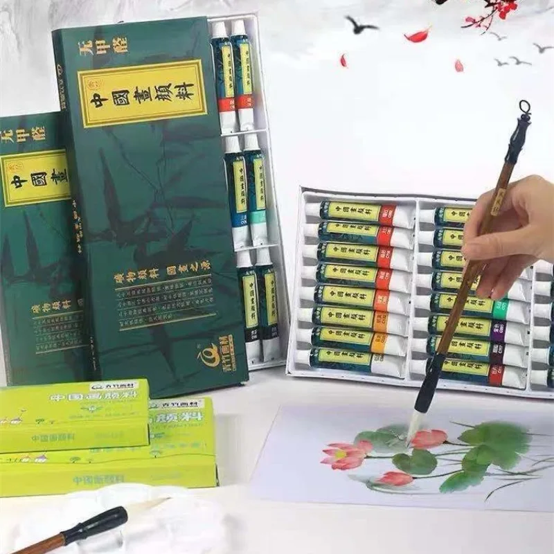 

18/24 Color Beginner Chinese Painting Pigment Set 5/12ml Aluminum Tube Mineral Pigment Fine Art Material Ink Painting Practice