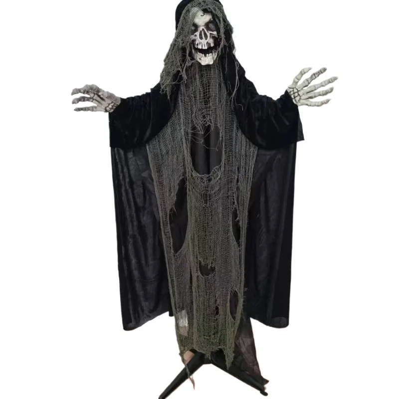

Black Robe Skull Glow Halloween Haunted House Horror Atmosphere Big Props Bar Decorations Ornament