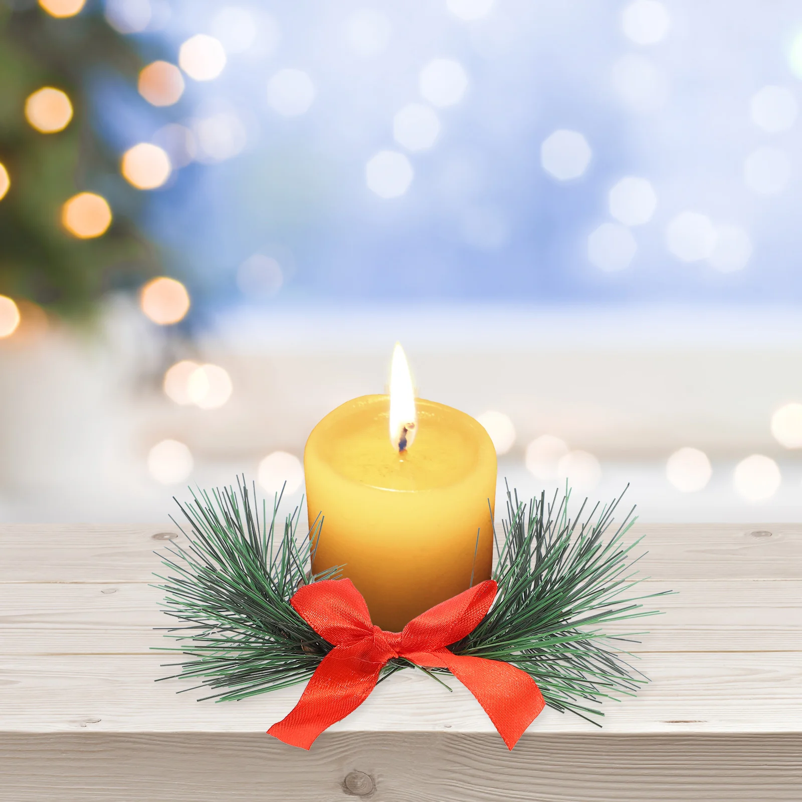 

6Pcs Rings Artificial Wreaths Pine Needle Greenery Xmas Decor Table Decoration Wall Hanging Holiday Ornaments