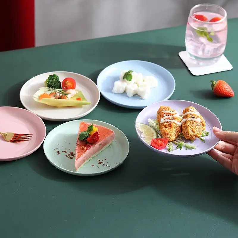 5pcs/set New Nordic Wheat Straw Plate Fruit Vegetable Plate Bone Spitting Plate Tableware Plate view 3