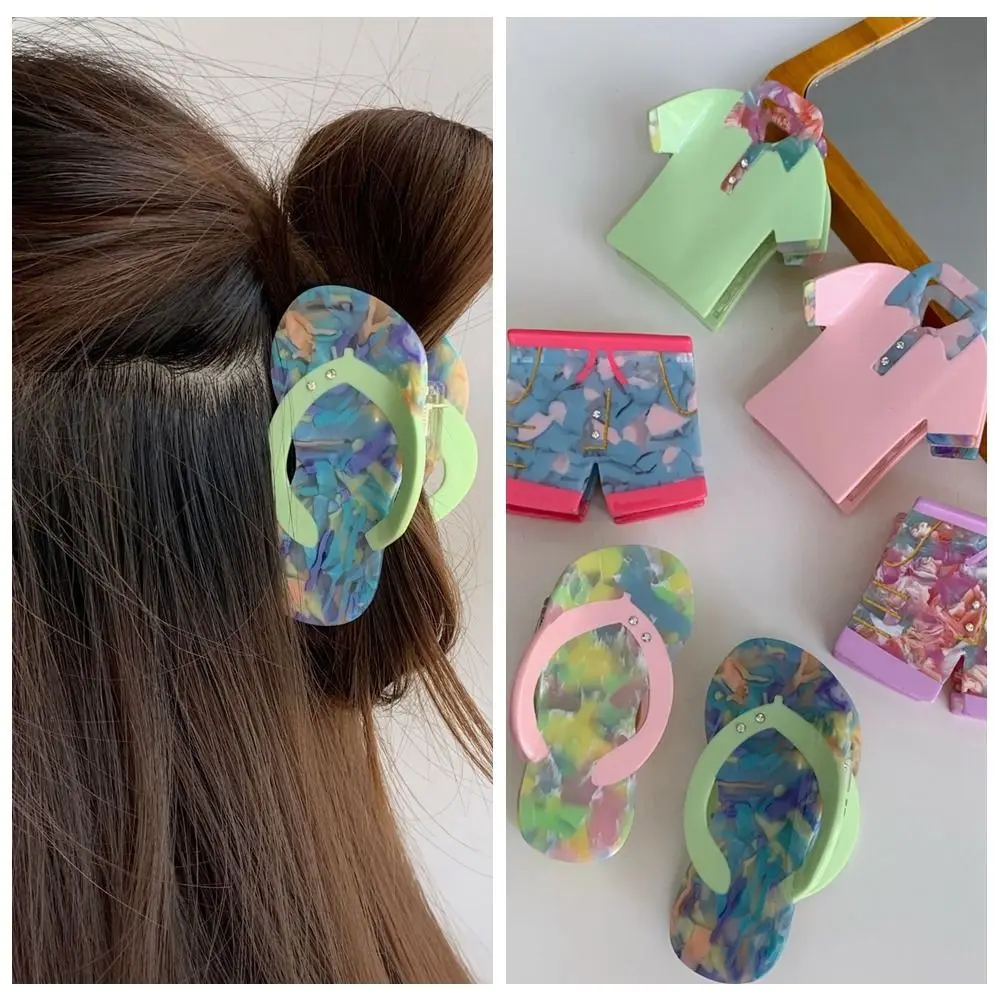 Creative Acetic Acid Acetate Hair Claw Shorts Slippers Rhinestone Hair Clip Grab Clip Hair Accessories Shark Clip Female