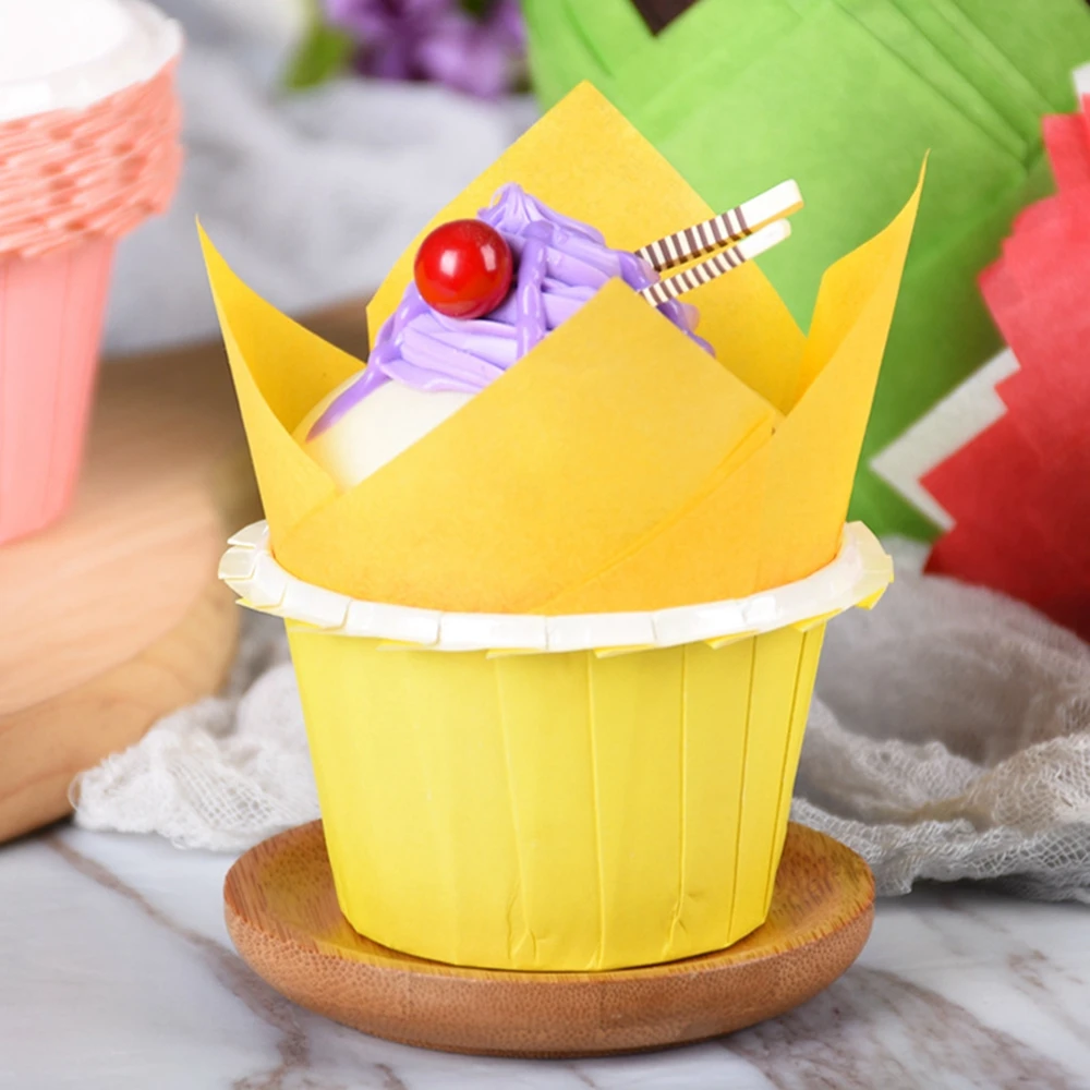 50pcs Cupcake Liner Baking Cup For Wedding Party Caissettes Tulip Muffin Cupcake Paper Cup Newspaper Style Oilproof Cake Wrapper