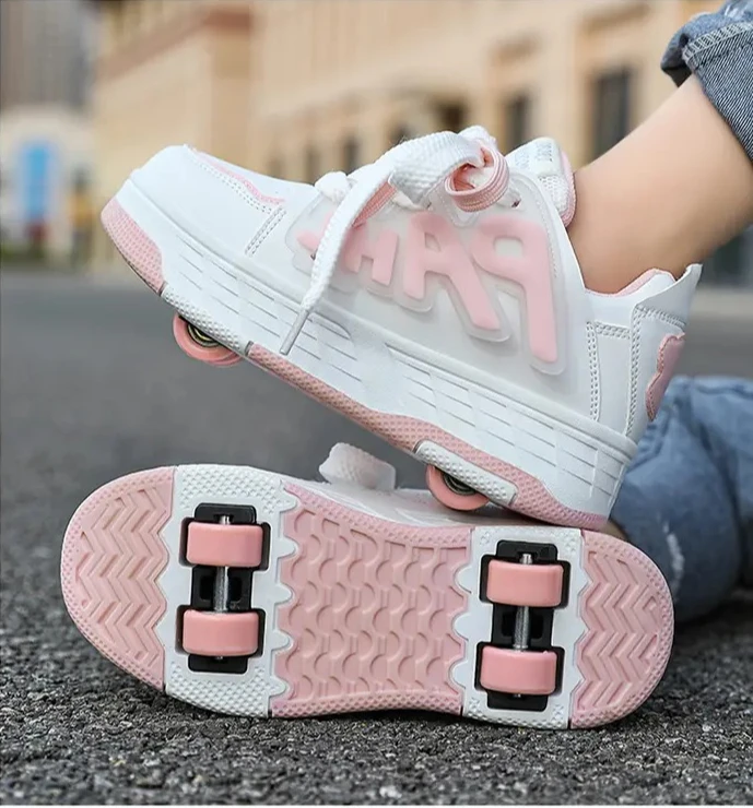 أحذية رياضية للأطفال في الهواء الطلق زلاجات دوارة أحذية صف واحد عجلة أطفال أحذية منزلقة أربع عجلات للأولاد والبنات أحذية رياضية للأطفال