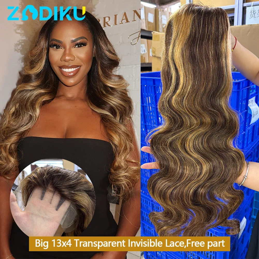 ZIDIKU 28 بوصة العسل شقراء 13X4 الدانتيل الجبهة شعر الإنسان مجعد الجسم موجة خصلات الشعر المستعار الإنسان 100 شعر الإنسان شعر مستعار أسود على التخليص بيع